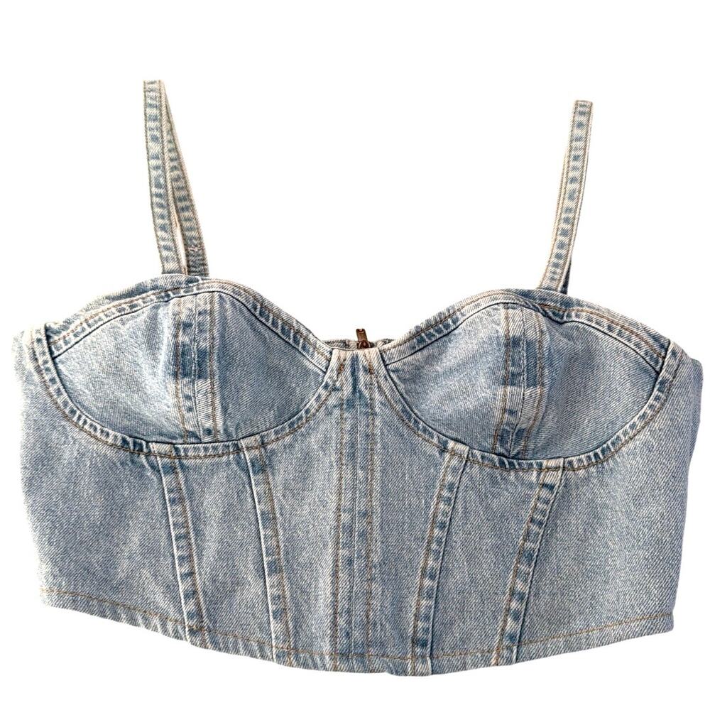 Zara denim crop top sz S Jean top
